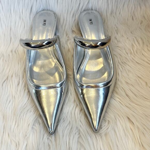 JW PEI Helena Pierced Mules Vegan Leather Slip On Pointed Toe Kitten Heel Shoes - Picture 6 of 14